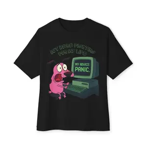 Out Here Fighting For My Life Courage the Cowardly Dog T-Shirt, Nostalgia 2D Print T-Shirt, Cartoon Network Shirt, Gifts for Cartoon Fans #Courage #theCowardlyDog #CartoonNetwork #NostalgiaCore #GraphicTee #StreetwearUS