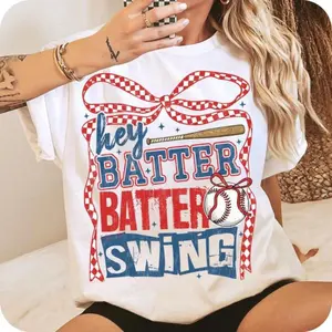 Retro Baseball Batter Batter Swing Tshirt, Checkered Baseball Coquette Shirt, Game Day Baseball Coquette T-Shirt, Baseball Mom ,Baseball Shirt