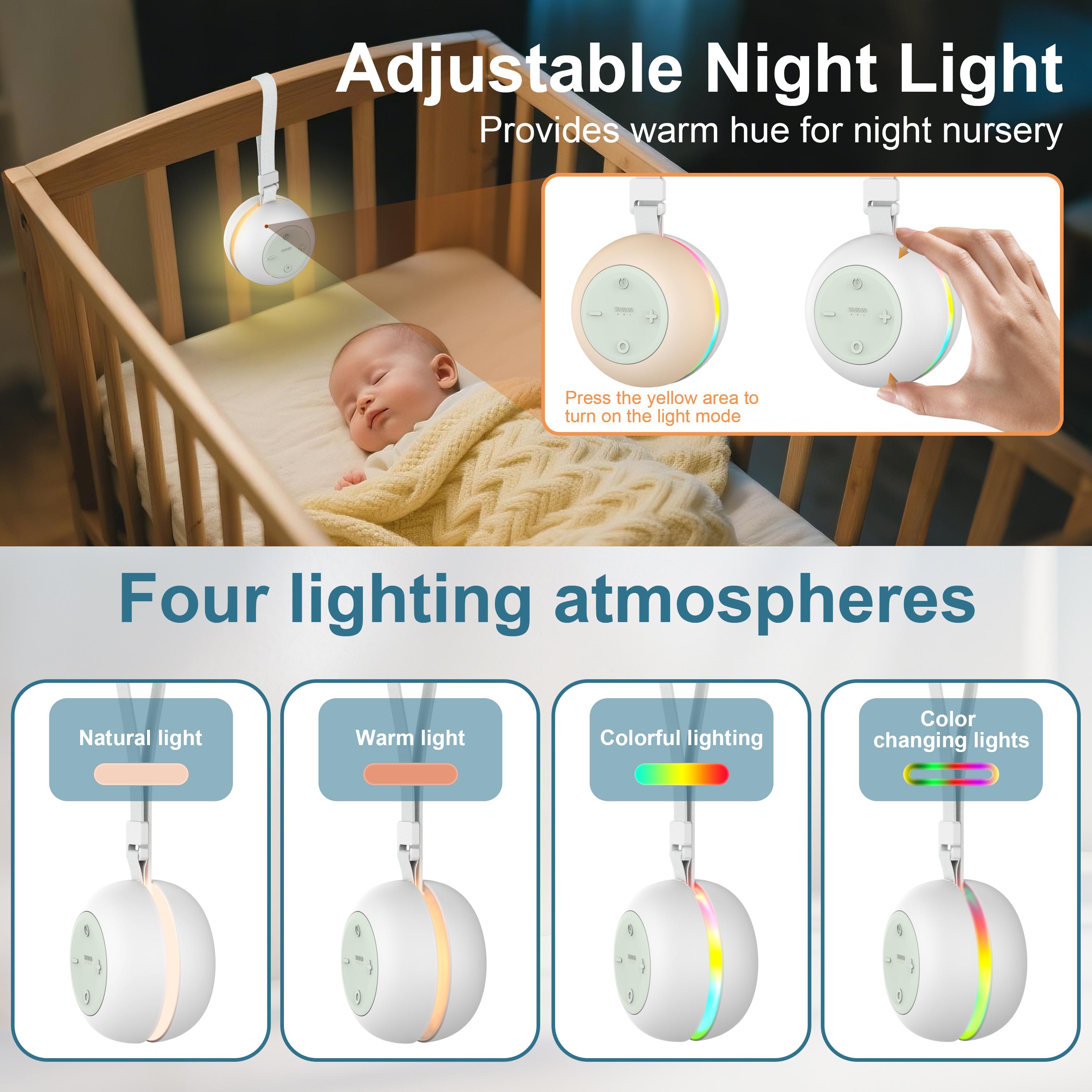 Portable Sound Machine for Baby Kids Adults, USB Rechargeable White Noise Machine with Timer Function,18 Smooth Sounds, 256-Color Changing Mood Light, Memory Function, Sound Therapy for Home, Travel