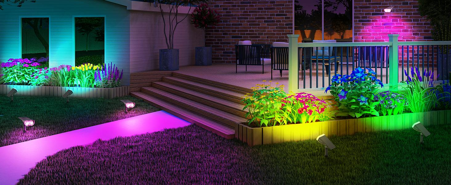 Linkind Smart Solar Lights SL5C Solar Spotlight Color Changing Spot Lights 2 Pack APP Control, Voice Control, Landscape Lighting, Outdoor, IP67 Waterproof, for Yard Garden Pathway