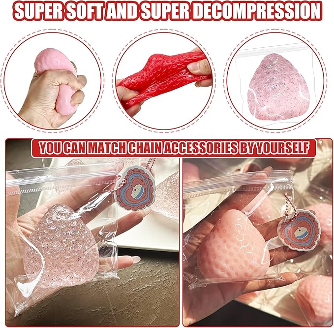 2026 New Model Tabba Strawberry Soft Rubber Toy Strawberry Stress Relief Squeeze Toy