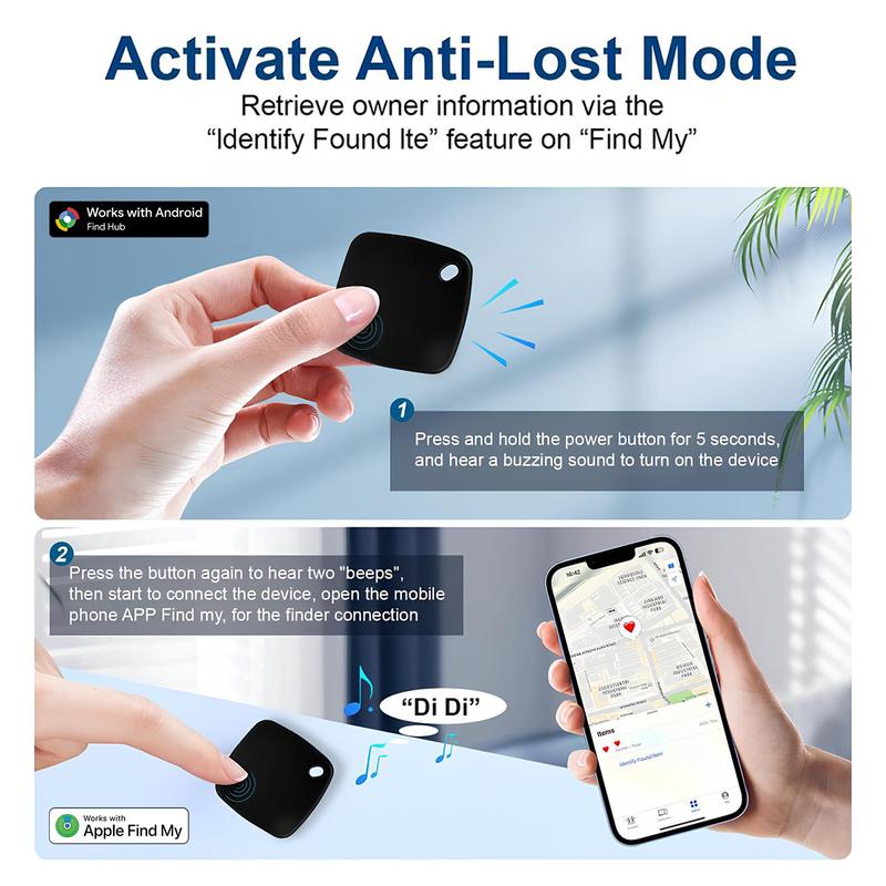 GPS Tracker for Car, Mini Tracker Device with Weatherproof Magnetic Case-No Monthly Fee-Best Hidden GPS Tracker, Anti-lost Device, Works with Apple Find My