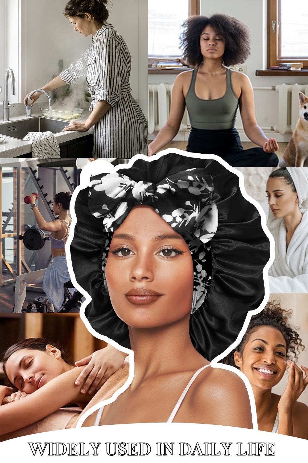 SeSe Code Satin Bonnet for Sleeping Double Layer Satin Lined Hair Bonnet with Tie Band Bonnets for Women Natural Curly Hair  Haircare