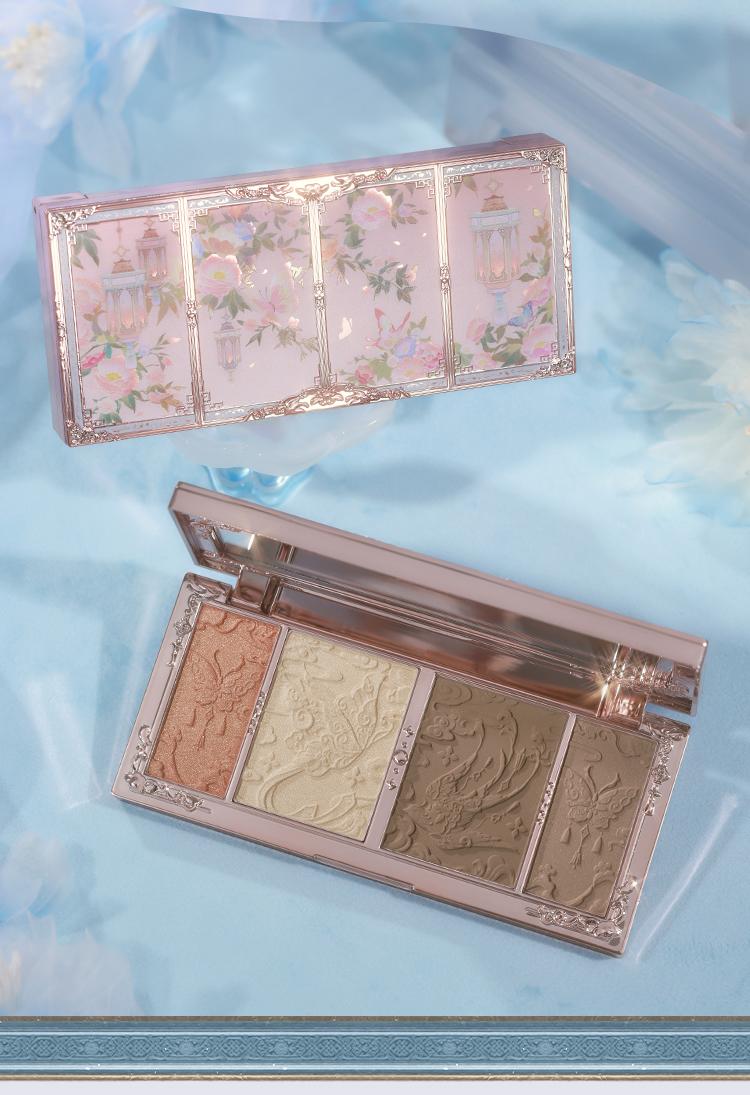 Flower Knows Butterfly Cloud Collar Embossed Highlight & Contour Palette, Made for Cool Shades, Neutral for Sculpting, Bronzing, and Shading, Natural Facial Contouring Makeup Palette, Long Lasting Buildable Concealer Powder, Summer Gift, Beauty Cosmetics