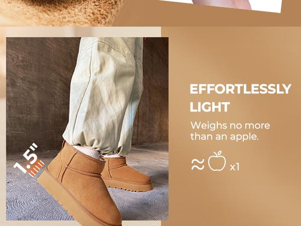 DREAM PAIRS Women's Platform Winter Snow Boots Genuine Suede Water Resistant Mini Ankle Boots Stable Lightweight Booties Anti-Slip with Memory Foam Outdoor Fuzzy