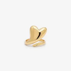 Gold Heart Statement Ring – 18K Gold Plated Adjustable Ring
