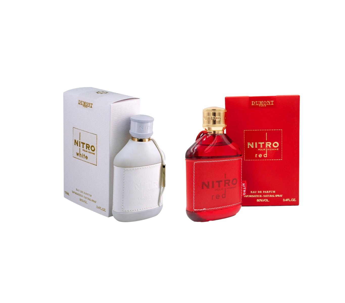 Dumont Perfumes | Nitro Red + Nitro White Bundle | 3.4 oz - 100 ml Per Bottle | Men's Fragrances | Woody - Aquatic - Honey - Vanilla Notes Edp Intense Eau De Parfume