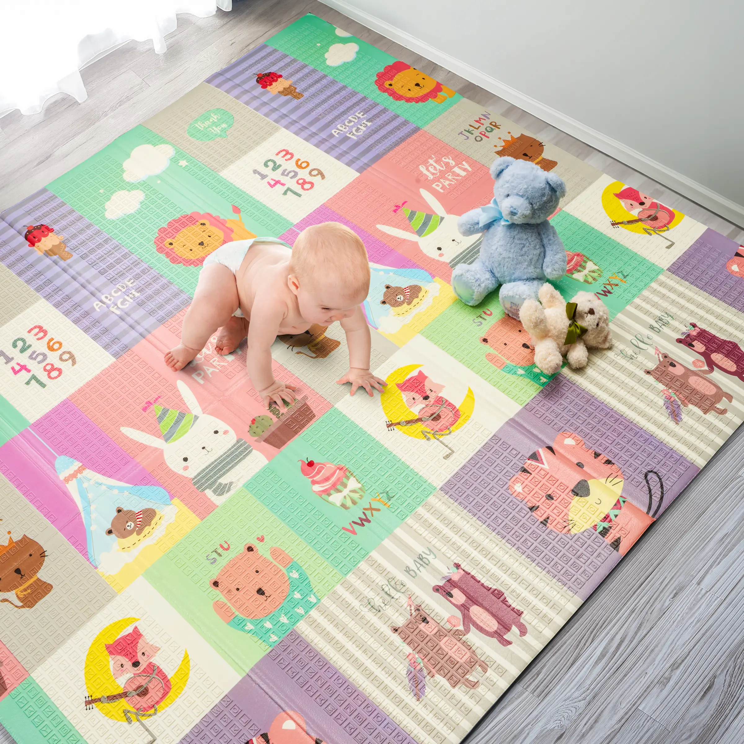 Sorbus Foldable Waterproof Foam Play Mat - 78x70x0.4in Non-Scratch Dual-Sided, Includes Travel Bag - Foam Playpen, Newborn, Nursery Development, Playroom, Toddler Mat, Foam Playpen Mat, Newborn Play Mat