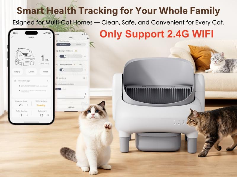FUMOI Smart Self-Cleaning Litter Box for Multiple Cats | APP Control, Safety Sensors & Odor-Lock Design, 10.5L Bin, Cat Litterbox (Only Supports 2.4G Wifi) FUMOI Smart Self-Cleaning Litter Box for Multiple Cats | APP Control, Safety Sensors & Odor-Lock Design, 10.5L Bin, Cat Litterbox (Only Supports 2.4G Wifi)