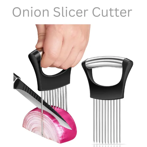 Onion Slicer Cutter, Stainless Steel Vegetable Slicer with Protective Cover for Onions, Tomatoes, Kiwi, Avocado, Eggs, Summer Gift