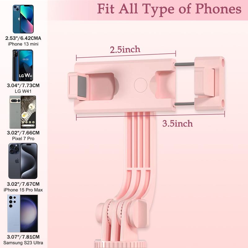 6-in-1 Selfie Tripod w/Dual Fill Lights & Wireless Remote | Portable Adjustable Phone Stand | Detachable 360° Compact Travel Tripod