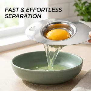 Stainless Steel Egg Separator – Professional Egg Yolk White Filter, Durable Metal Egg Divider for Baking & Cooking, Dishwasher Safe Kitchen Tool
