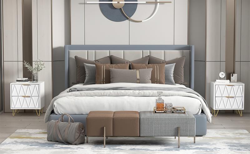 2pcs Nightstand Modern Bedside Table with 2 Drawers & Gold Metal Legs, Simple and Elegant Bedside Table,Night Stand Metal Legs for Bedroom Living Room