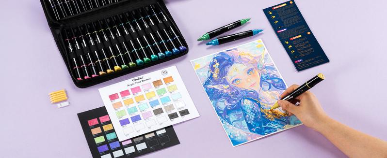Ohuhu Acrylic Paint Pens:  Dual Tips (Round & Fine) - 30 Colors/60 Colors/90 Colors - Acrylic Markers High Opacity Paint Markers Waterproof Lightfast for Rock Painting Easter Eggs Wood Glass Ceramic Canvas - Kakaako Series of Ohuhuart