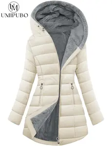 UMIPUBO Women's Winter Windproof Fur Warm Slim Fit Down Jacket - Waterproof Long Ski Coat for Commuting