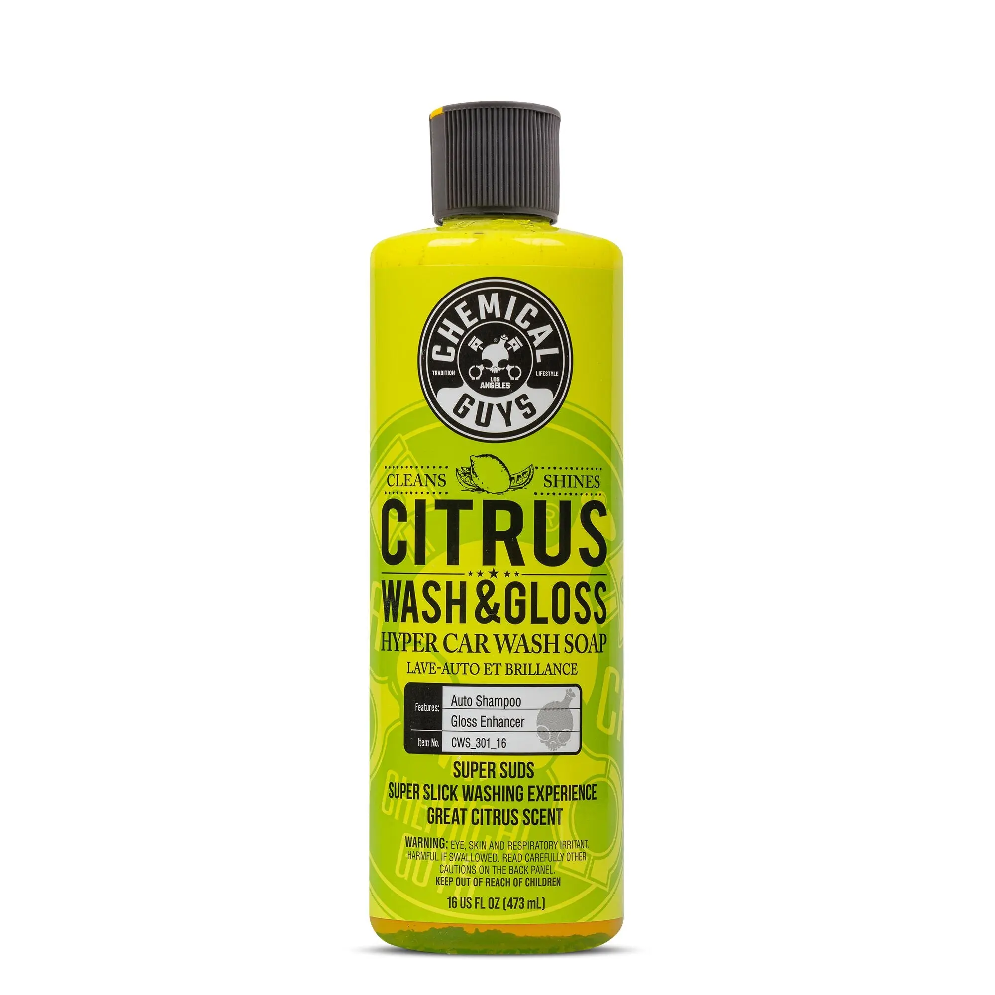CHEMICAL GUYS Citrus Wash & Gloss – Heavy Duty Car Wash Soap with Natural Citrus Cleaners, High Foaming Formula Adds Gloss & Removes Tough Dirt, Natural Citrus Extracts