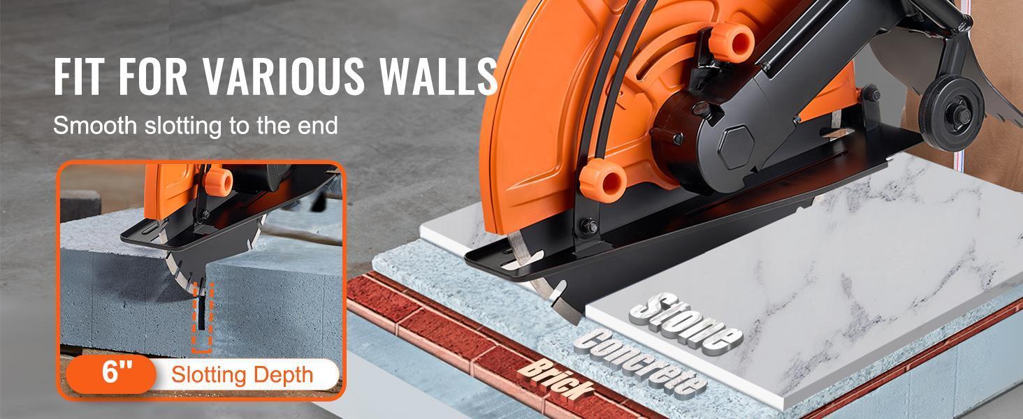 VEVOR Electric Concrete Saw, TikTokShopBlackFriday, 16 in, 3200 W 15 A Motor Circular Saw Cutter with Max. 6 in Adjustable Cutting Depth, Wet Disk Saw Cutter Includes Water Line, Pump and Blade, for Stone, Brick