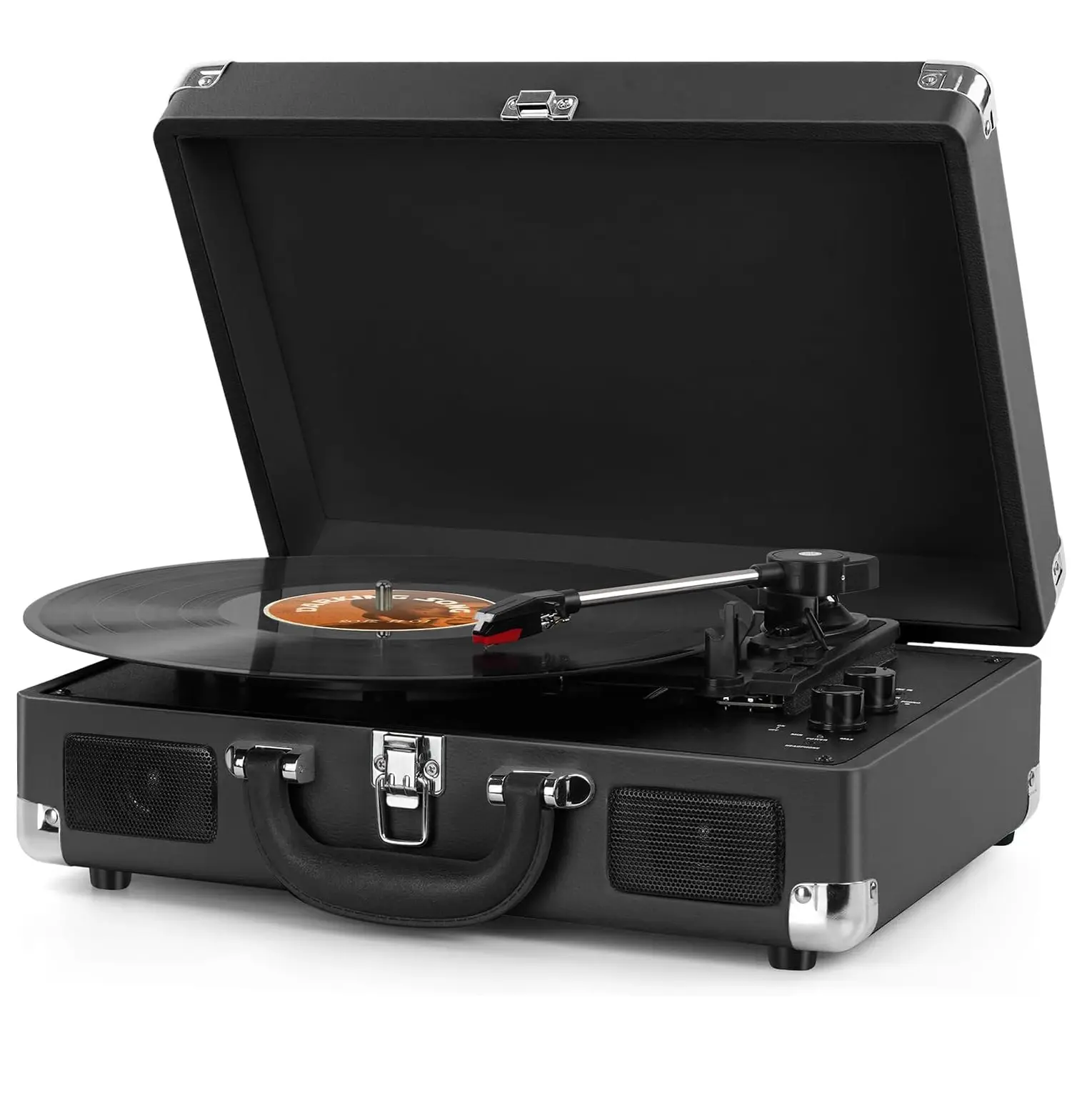 Portable Wireless Vinyl Record Player - Collectibles Physical Media Device with 3-Speed Multi-Speed Play, 7"/10"/12" Compatibility, Bluetooth Connectivity, Stereo Speakers, Aux Input, Vinyl Adaptor, RCA, Valentine’s Day Gift, Music Setup, Audio Bluetooth