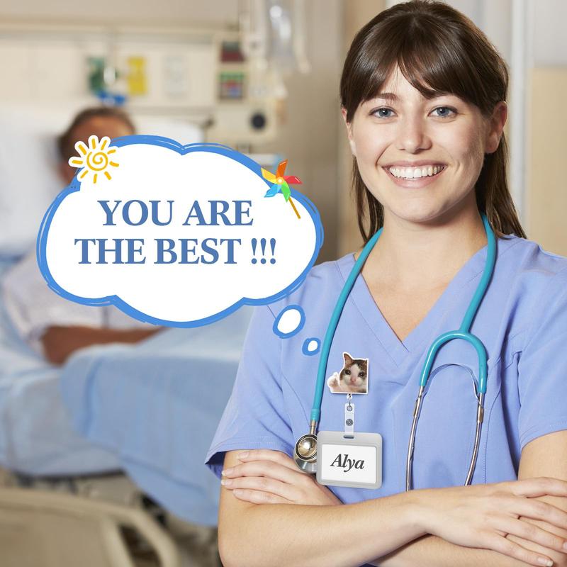 Cute Cat Badge Set 6pcs Cat meme Badge Reel Animal Pins Badge Reel Acrylic Card Holder Retractable Badge with Alligator Clip for Nurse Doctor Medical Healthcare Worker Student Office School Teacher, Expressive Mood Accessories