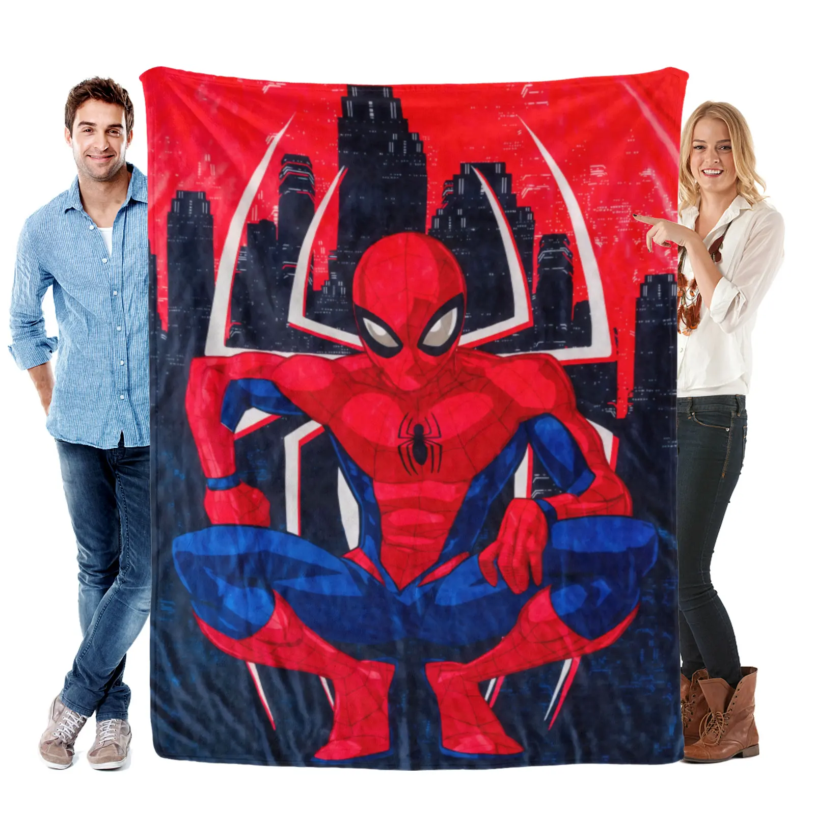 Marvel Spider-Man Cartoon Flannel Soft Throw Blanket - Plush, Wrinkle-Resistant, Fade-Resistant Print Home Supply, Ideal Summer Birthday Gifts Blanket for Boys, Cartoon Flannel Blanket