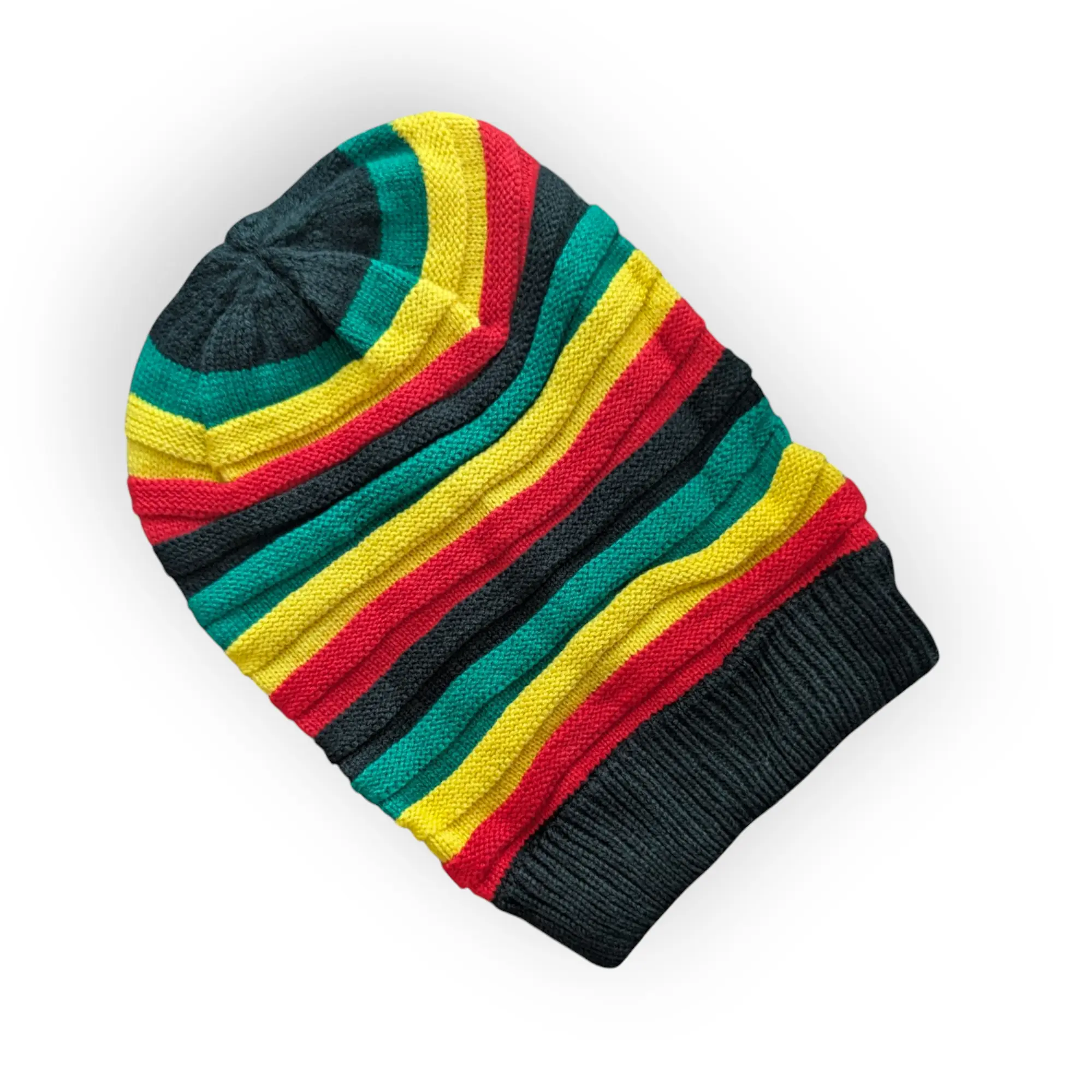 Colorful Beanie Hat – Rasta-Inspired Red, Gold, Green & Black Islandvibes Rastacolors