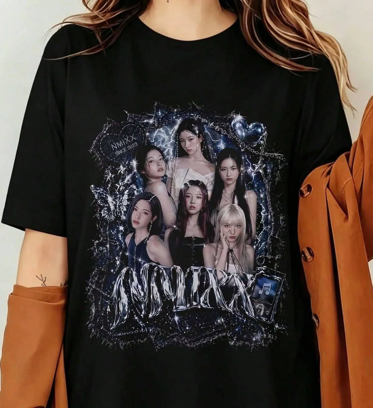 NMIXX K-pop Graphic Tee Style T-Shirt Unisex Denim Y2K