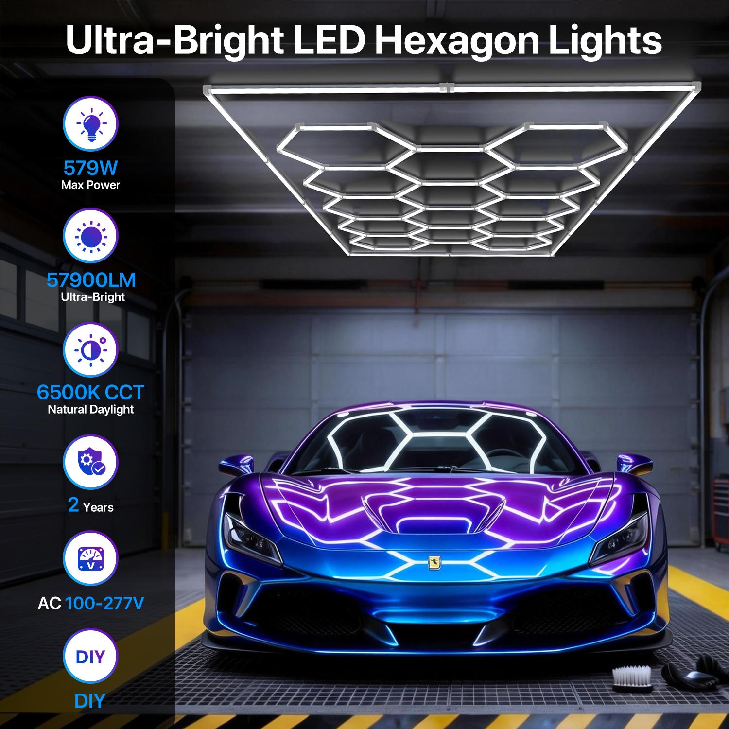 IPACKORIN Hexagonal Ceiling Light, Honeycomb Ceiling Light,Ultra Bright Honeycomb Lights, Hexagonal Garage Lights for Shops Supermarkets Shopping Malls Car Shows Basements Gymnasiums,  stockup mothersday