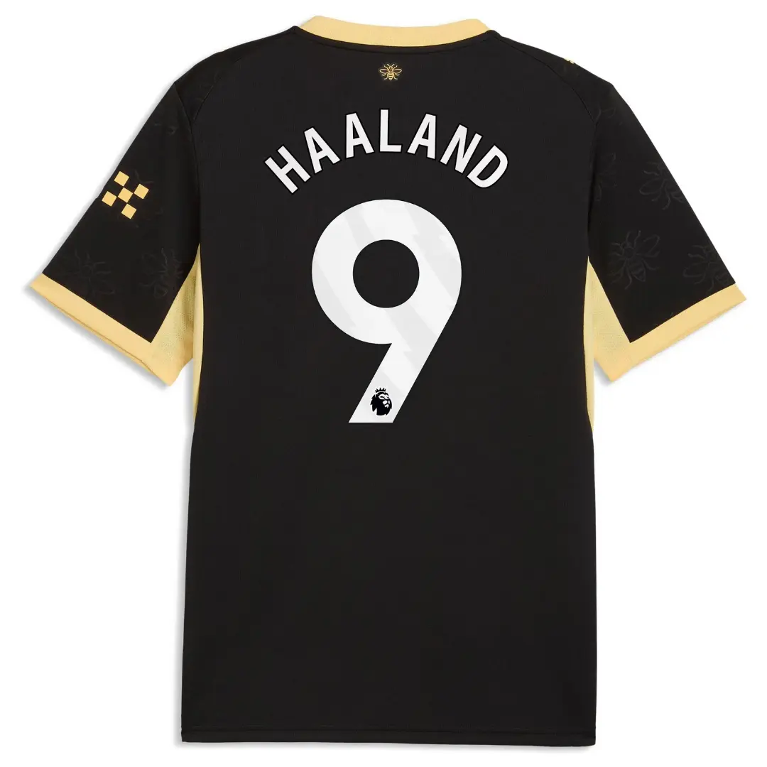 Unisex Soccer Haaland 9 Shirt 2026/27 Away Replica Football Player Jersey - Black Premier