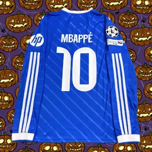 2025 26Second Away Blue#10 Mbappe Long Sleeve Jersey