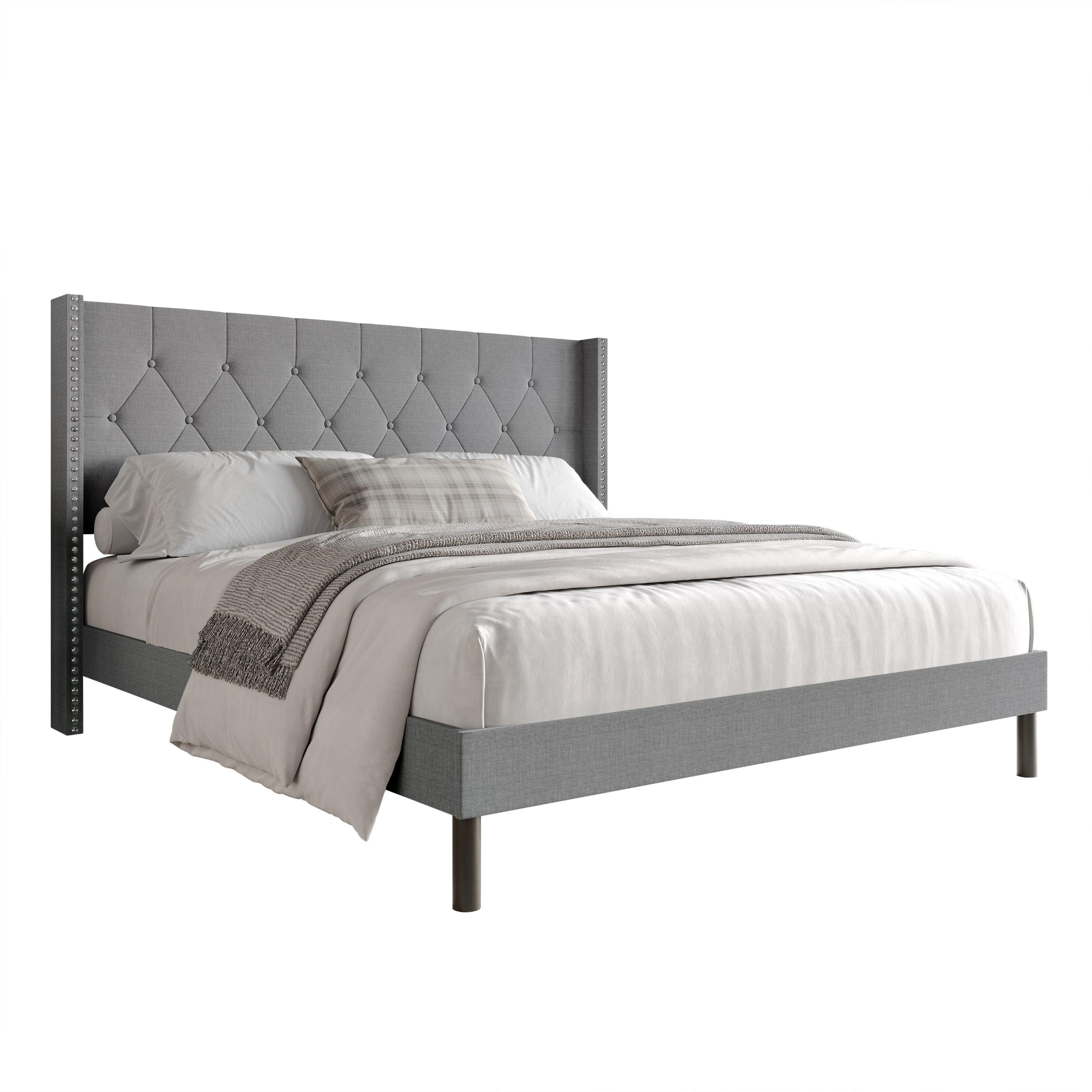 Favorer Cicero Tufted Upholstered Wingback Panel Bed, Box Spring Require, Comfortable and Stylish Design King Size Four Sturdy Legs Favorer Cicero Tufted Upholstered Wingback Panel Bed, Box Spring Require, Comfortable and Stylish Design King Size Four Sturdy Legs