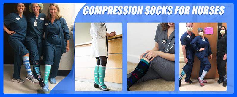 8 Pairs Compression Socks for Women & Men, Fashionable  Knee-High Socks for Walking, All Seasons,Unisex, Support Sock