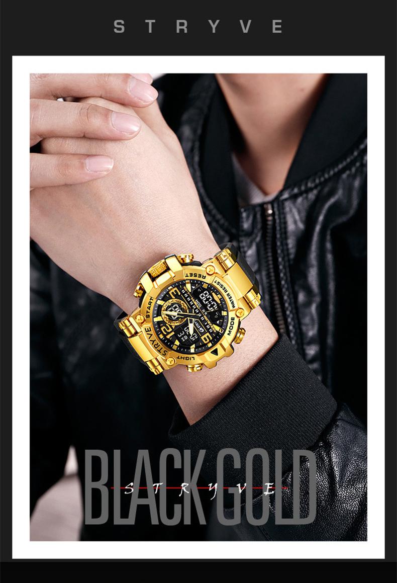 Men's Colorful Punk Style Quartz Watch, Jumpstart sale Multi.Functional Waterproof Dual Display Wristwatch, TrendyFashion Sport Watch, Birthday Gift with Gift Boxfashionable wristwatch multifunctional men