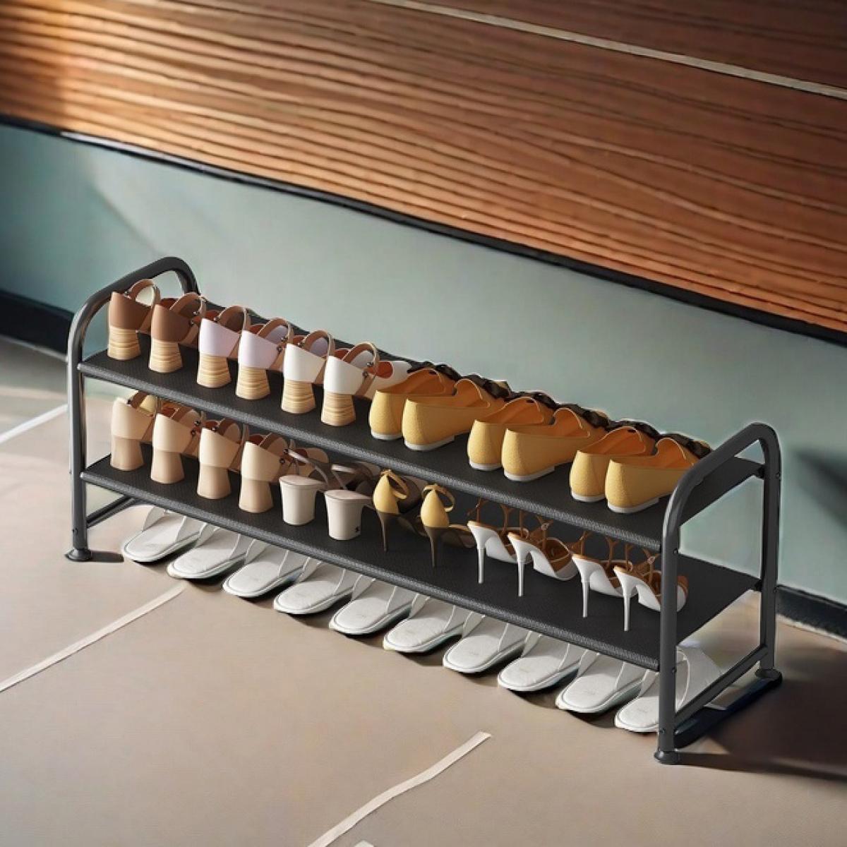 Space-Saving 2-Tier Shoe Rack! Stackable Organizer for Closet/Entryway - Fits More Pairs, Easy Assembly