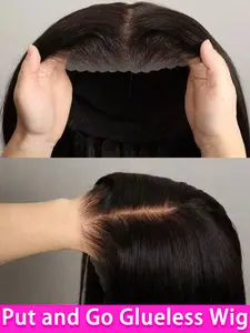 Leniku Hair Straight Put On And Go 6x4 Glueless Wig Human Hair Small Knots Pre Plucked Pre Cut 5x5 9x6 7x5 Lace Closure Wigs For Black Women
