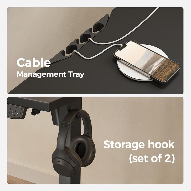 Agilestic L-Shaped Electric Standing Desk, Height Adjustable Sit-Stand Desk for Home Office, Ergonomic Computer Desk with Splice Board, Black/Rustic Brown/White/Oak