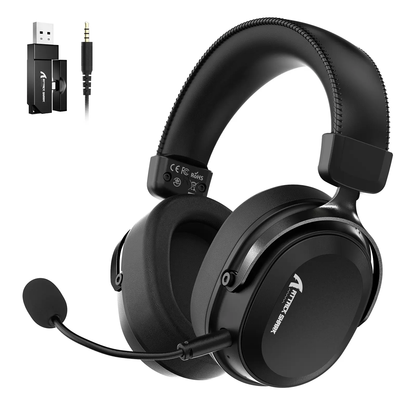 Attack Shark L30pro Wireless Gaming Headphones, 7.1 Surround Sound, Eq Mode, 50mm Driver, 1100mah Battery, Detachable Noise-Canceling Mic, for PC, Pc Headset With Mic, Surround Sound Headset, Pc Headsets, Gaming Accessory