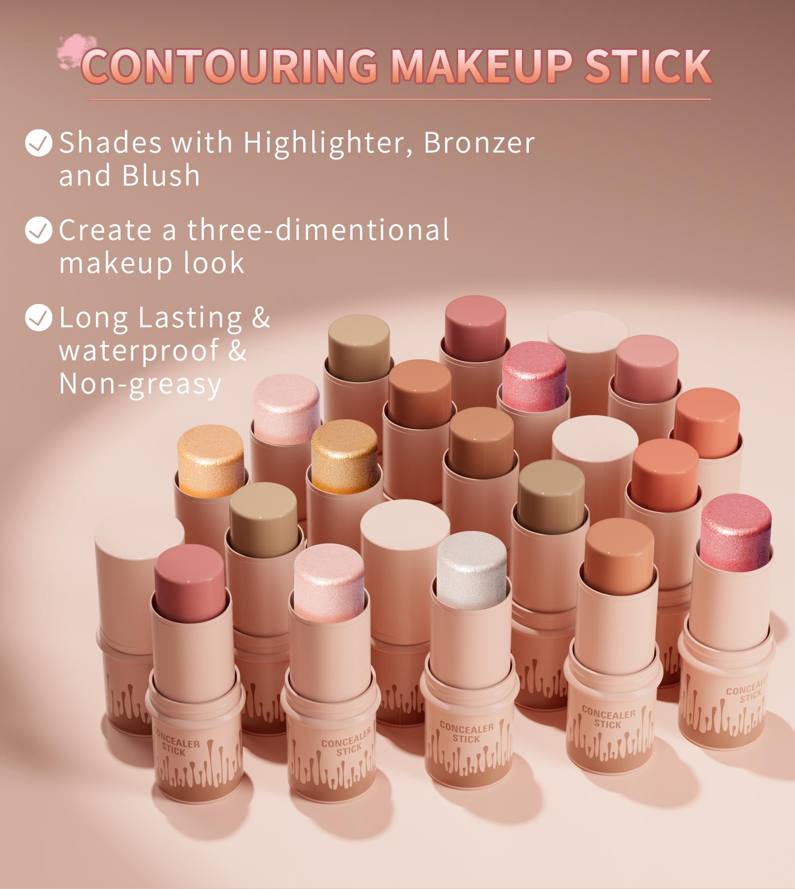 Makeup Face Brown Bronzer Contour Stick Contouring Bronzer Stick Highlighter Brightening Blusher Stick Rouge Cream Concealer Pen