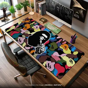 Multicolor Bape Camo Desk Mat - Streetwear Ape Head Mouse Pad for Hype Setup