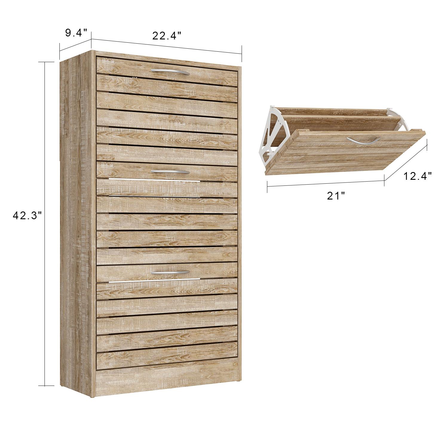 FUFU&GAGA Modern Shoe Cabinet with 3 Flip Drawers for Entryway, Modern, Freestanding Rack Storage Organizer (22.4”W x 9.4”D x 29.5”H)-2 Colors