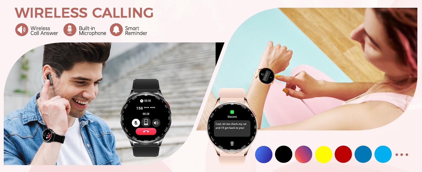 JELLOO T97 Smart Watches For Men Women with Earbuds (Call Receive/Music Playback) Multifunctional Sports Watch 100+ Sports Modes Step Counter Mens Smartwatch for Android Perfect Gifts for Men Women