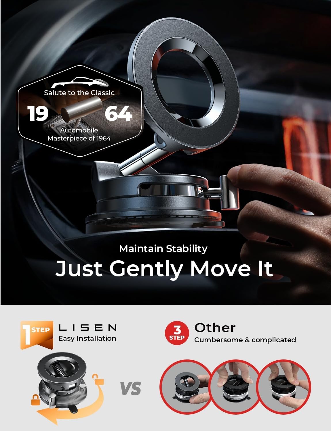 LISEN for Magsafe Car Mount, Magnetic Phone Holders for Your Car, Vacuum Phone Mount for Car Accessories for Women Men Interior Jeep BMW, SuctionPro Gifts Kits, for iPhone 17 Pro Max 16 15 14 13 LISEN for Magsafe Car Mount, Magnetic Phone Holders for Your Car, Vacuum Phone Mount for Car Accessories for Women Men Interior Jeep BMW, SuctionPro Gifts Kits, for iPhone 17 Pro Max 16 15 14 13