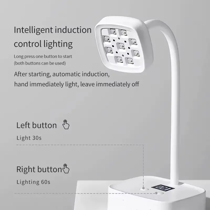 Mini UV Light with Sensor Timer & Flex Pole for Soft Gel Application Intelligent Induction Control Lighting