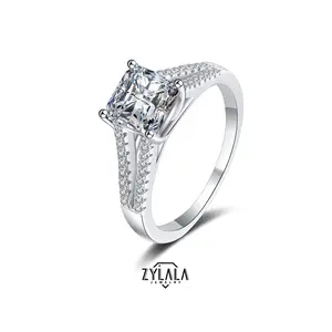 [375] 2CT Synthetic Moissanite Ring Asscher Cutting Luxioury Design 925 Sterling Silver Promise Ring Engagement Wedding Gift
