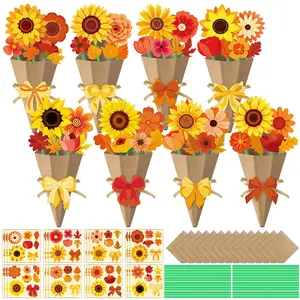 Mother's Day Craft Gift DIY Paper Flower Bouquet Handmade Craft Gift Make Your Own Flower Bouquets Thankful Gifts for Girls and Boys Birthday Cards Teacher Appreciation Students Flower Thank You Gifts with Cards