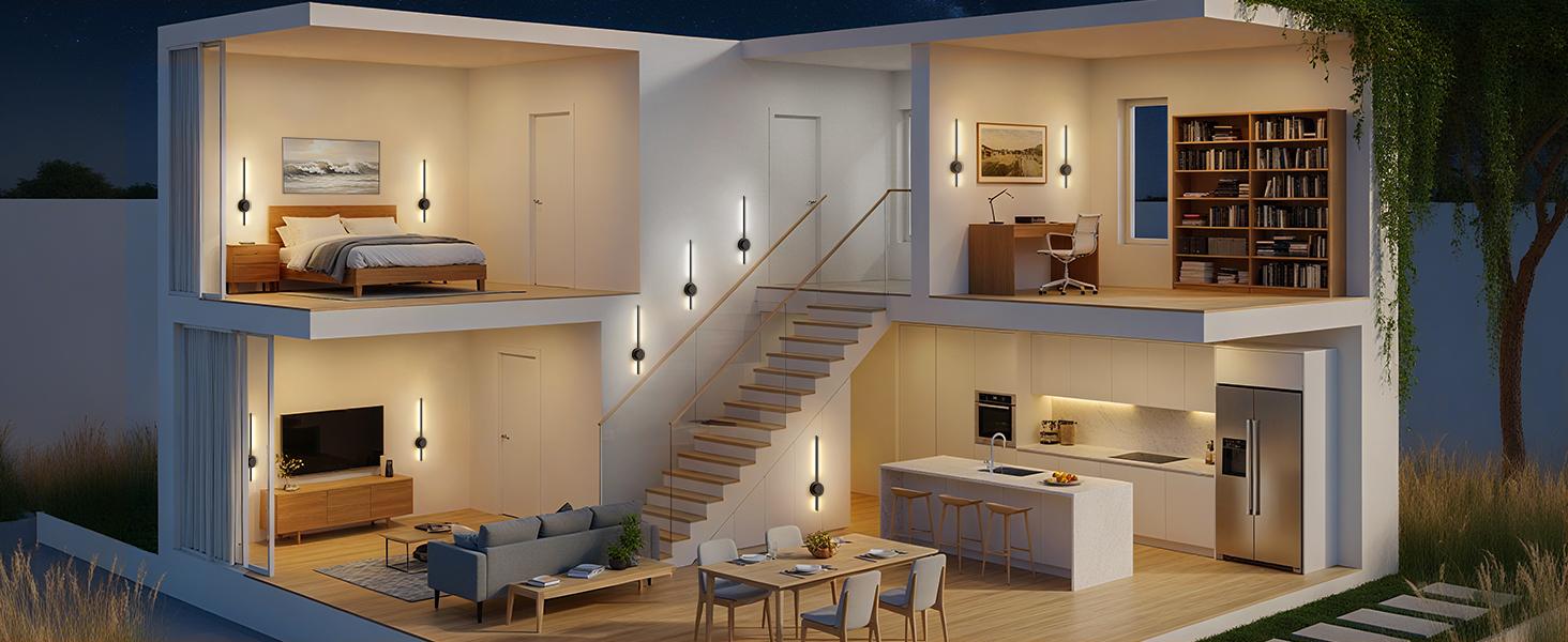 Rechargeable Wall Sconces Set of 2, Wireless Lights with Remote & Touch Control, 360° Adjustable, 3 Color Temps + RGB 16 Colors, Timer, No-Wire Install, Bedroom, Living Room, TV Wall, Hallway Lighting