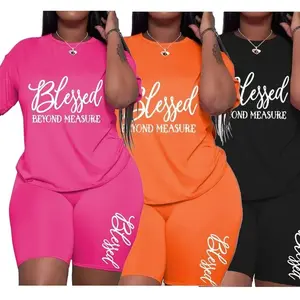 Large size women fashion polyester short sleeve shorts two-piece set 2025 summer new loose casual sportswear, cycling clothing|two piece shorts set