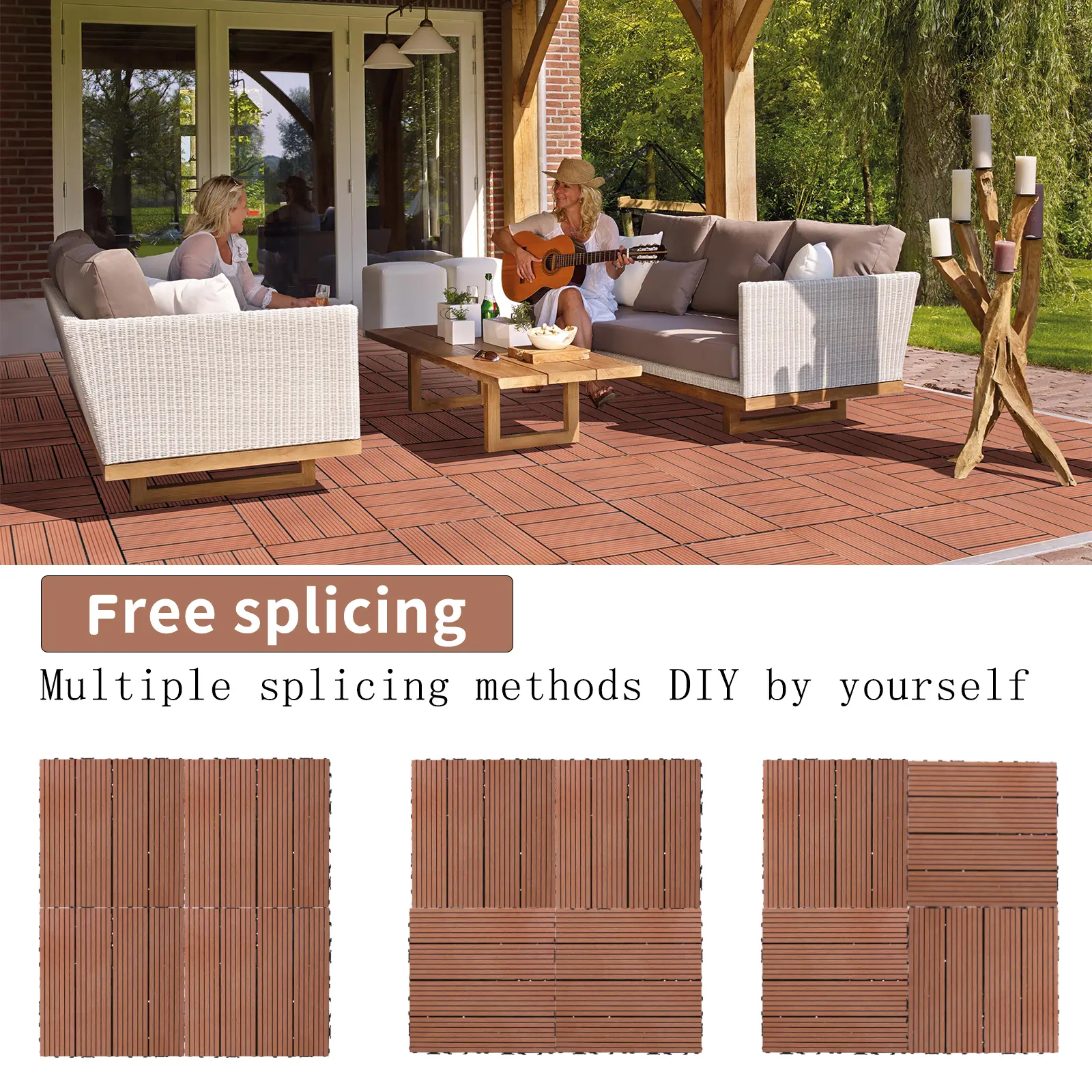 Wood Composite Deck Tiles Set of 20