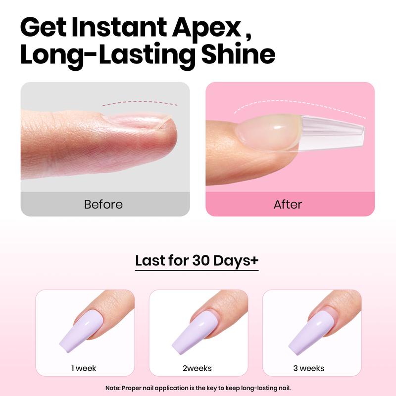 Beetles Tipex Pre-Building Instant Apex Nail Tips Kit – Stiletto Square Almond Coffin, 224PCS in 16 Sizes | Pre-Etched, Thick Full Cover Acrylic Tips with Nail Glue, Base & Top Coat, Nail Prep Kit, Mini UV Lamp Manicure Art DIY Long Lasting Gift for Women