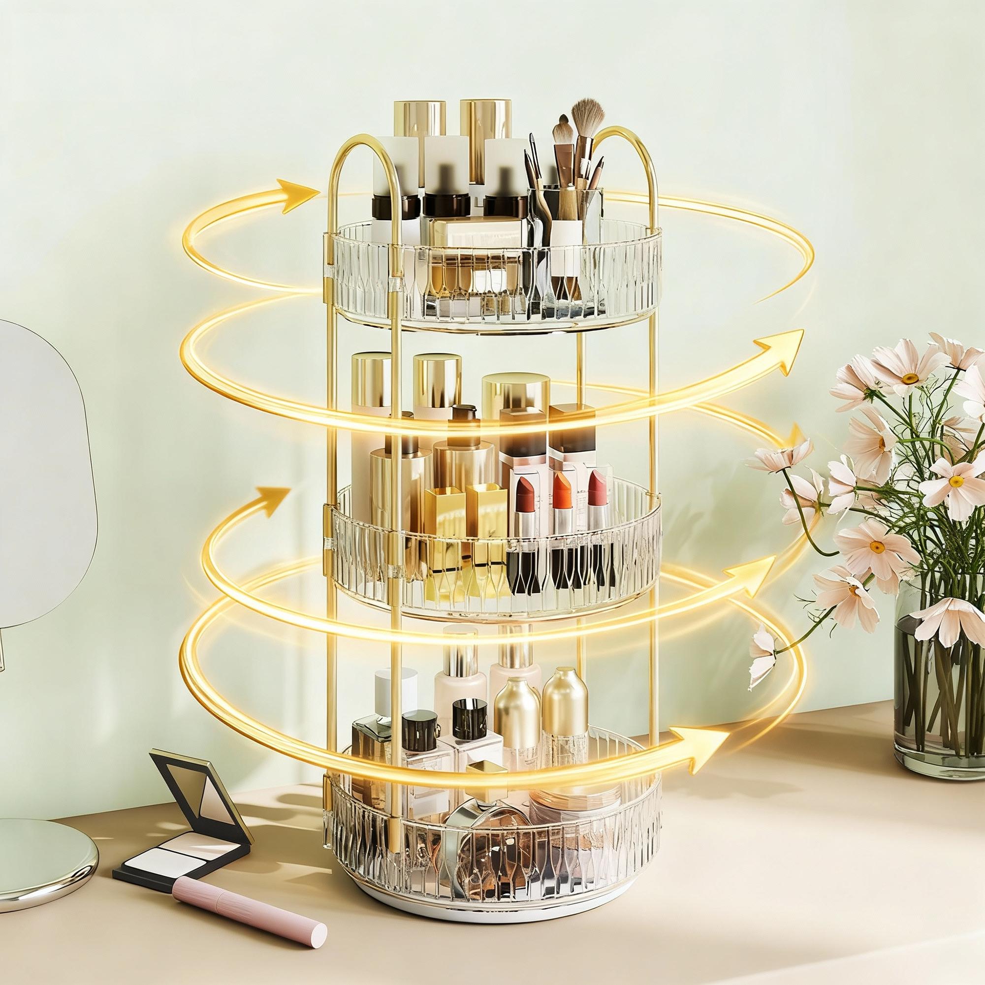 【Valentine‘s Day Gifts】Bepatio 2/3 Tier 360° Rotating Makeup Organizer - Large Capacity Acrylic Vanity Storage with Stackable Design, Premium Skincare & Cosmetic Display Shelf, Black Friday Gift Set for Girls,Sisters & Mothers