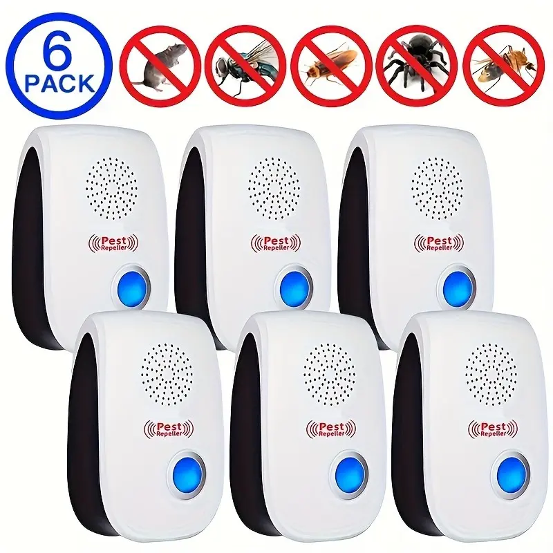 6pcs Upgraded Electronic Plug-In Rodent Repellent - Soundwave, Automatic Frequency Conversion Technology - Household Appliance for Home Use to Repel Mice, Ants, Flies, Insects